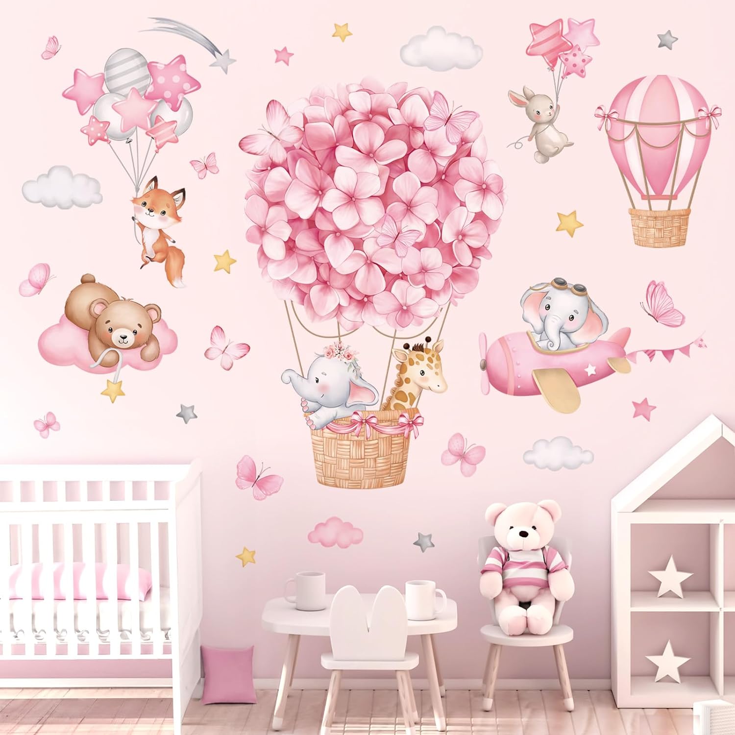 Wondever Animal Balloon Wall Stickers
