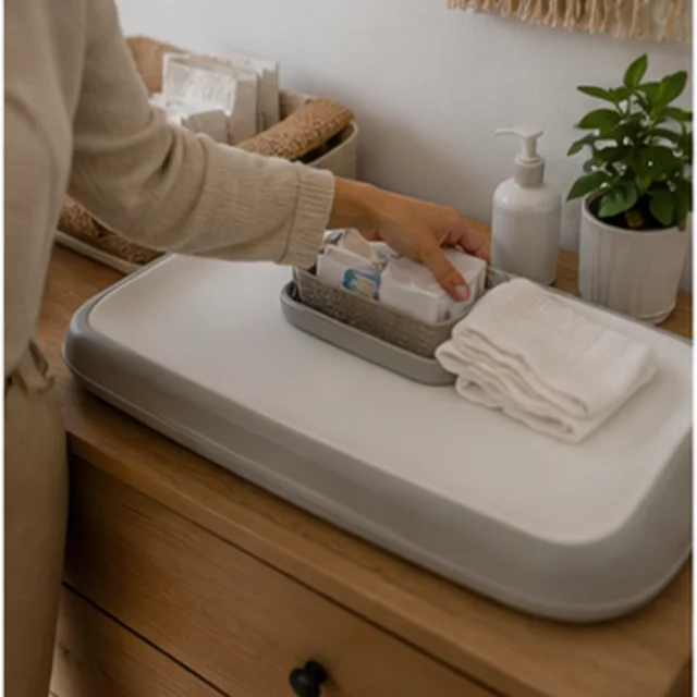 Skip Hop Wipe-Clean Changing Pad in use