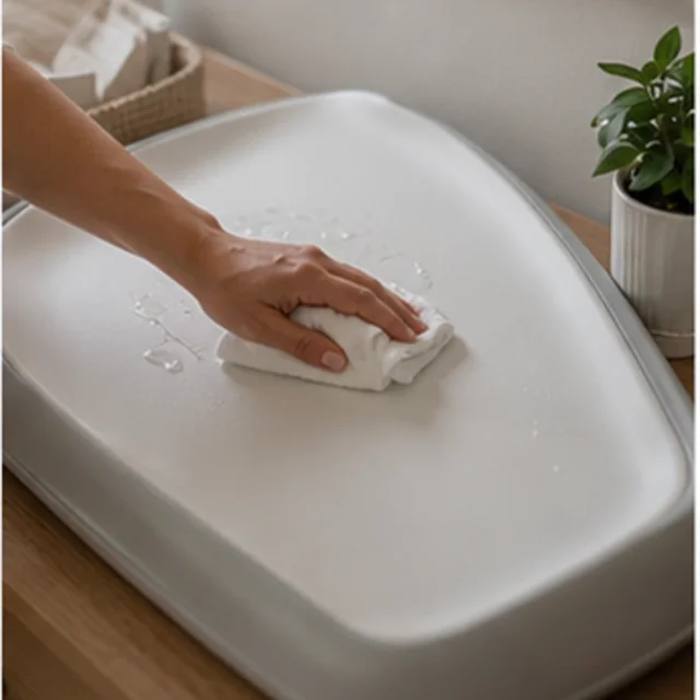 Skip Hop Wipe-Clean Changing Pad in use