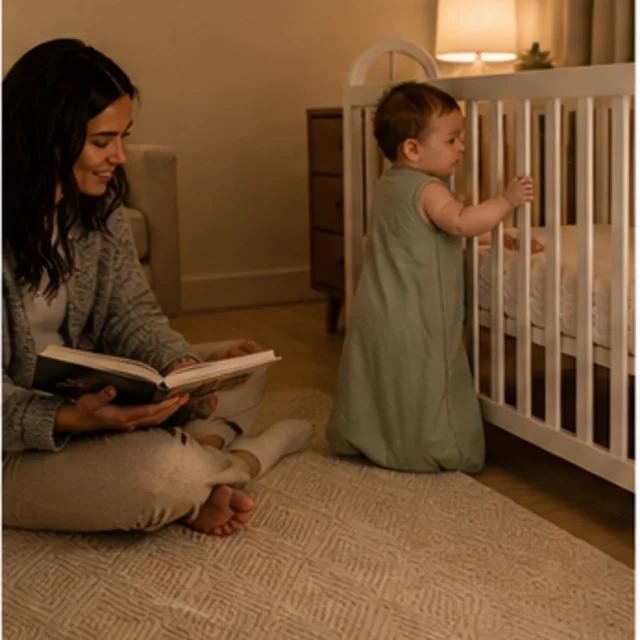 Mama Cheetah 0.5 TOG Sleep Sack in use